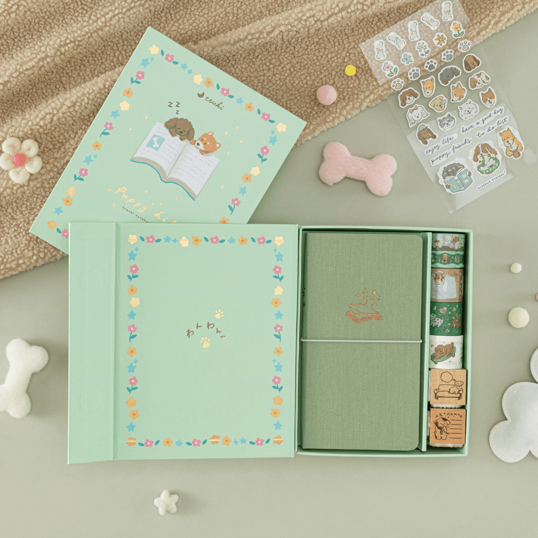 Tsuki ‘Puppy Life’ Travel Notebook Gift Set ☾