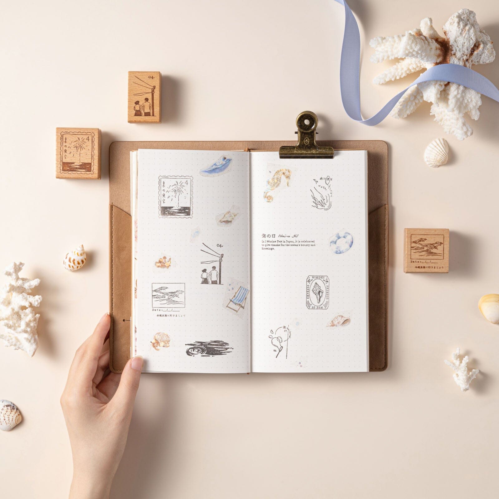 Hinoki - ‘Into the Wave’ Wooden Stamps Set
