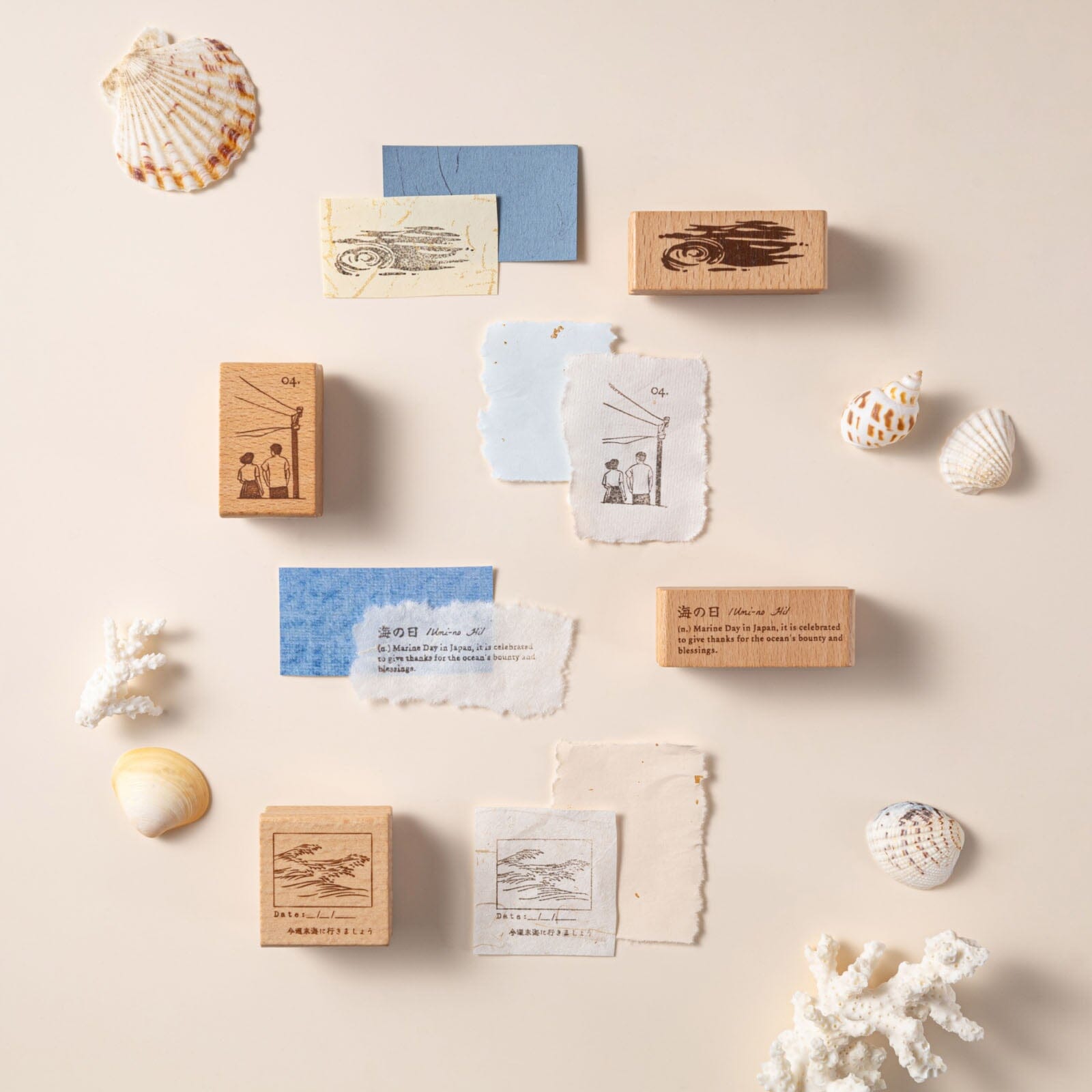 Hinoki - ‘Into the Wave’ Wooden Stamps Set