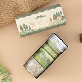 Tsuki Mori Washi Tape Set opened box including 5x washi tapes