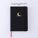 Tsuki Black Paper Limited Edition Hardcover Bullet Journal in Moonflower on white background