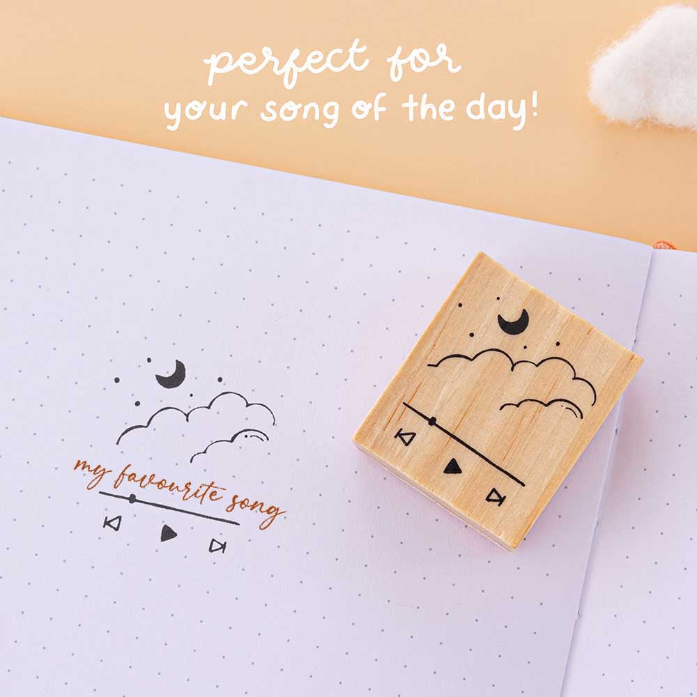 Golden Hour bullet journal playlist stamp stamped on bullet journal with the words “my favourite song’ written over it