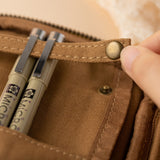 Close up of secure strap for pens